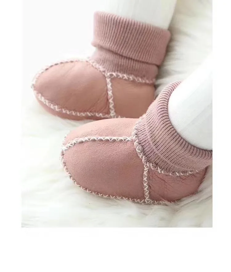 

Handmade baby high boots bottine sheep fur soft sole prewalker baby shoes, Brown pink black red yellow blue purple gray
