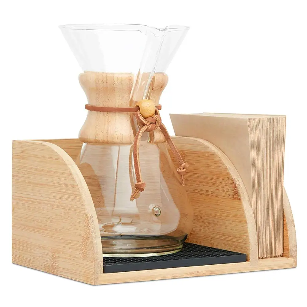 Bamboo Wood Coffee Maker Tray Stand With Filter Holder Buy Bamboo
