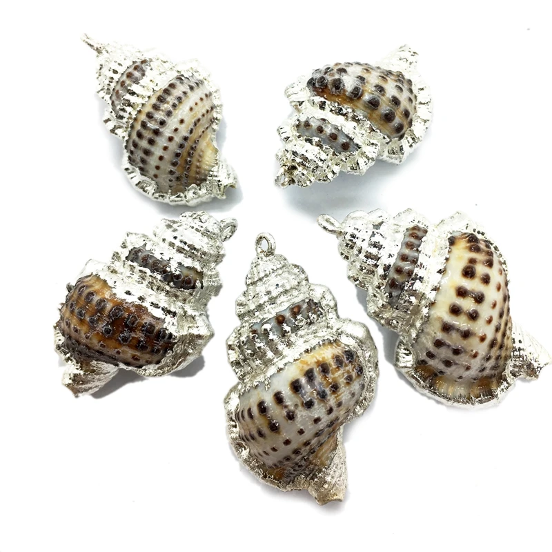 

Sea theme charm brown colorful shell silver plated charm pendants sea natural shell DIY charm pendant, Gold