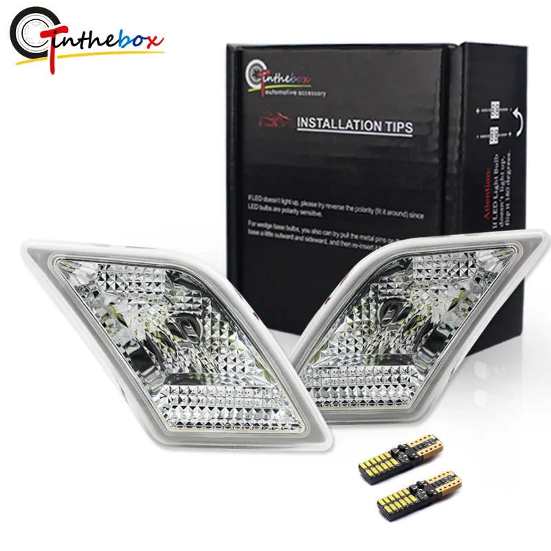 Clear Lens Side Marker Lights W/white Led For 20082011 Mercedes Benz