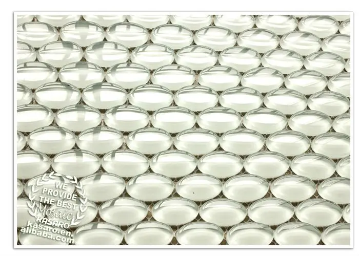 Hot Sale White Shinning Glass Pebble Mosaic Tile, Crystal Pebble Mosaic