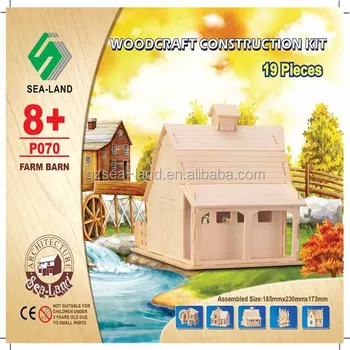 Diy Assembly Kids Educational Wood Puzzle Farm Barn Christmas 3d