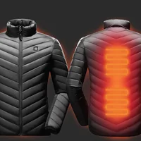 

winter custom new black nylon windproof smart heating jacket thermal battery powered usb self heated work puffer jacket for men