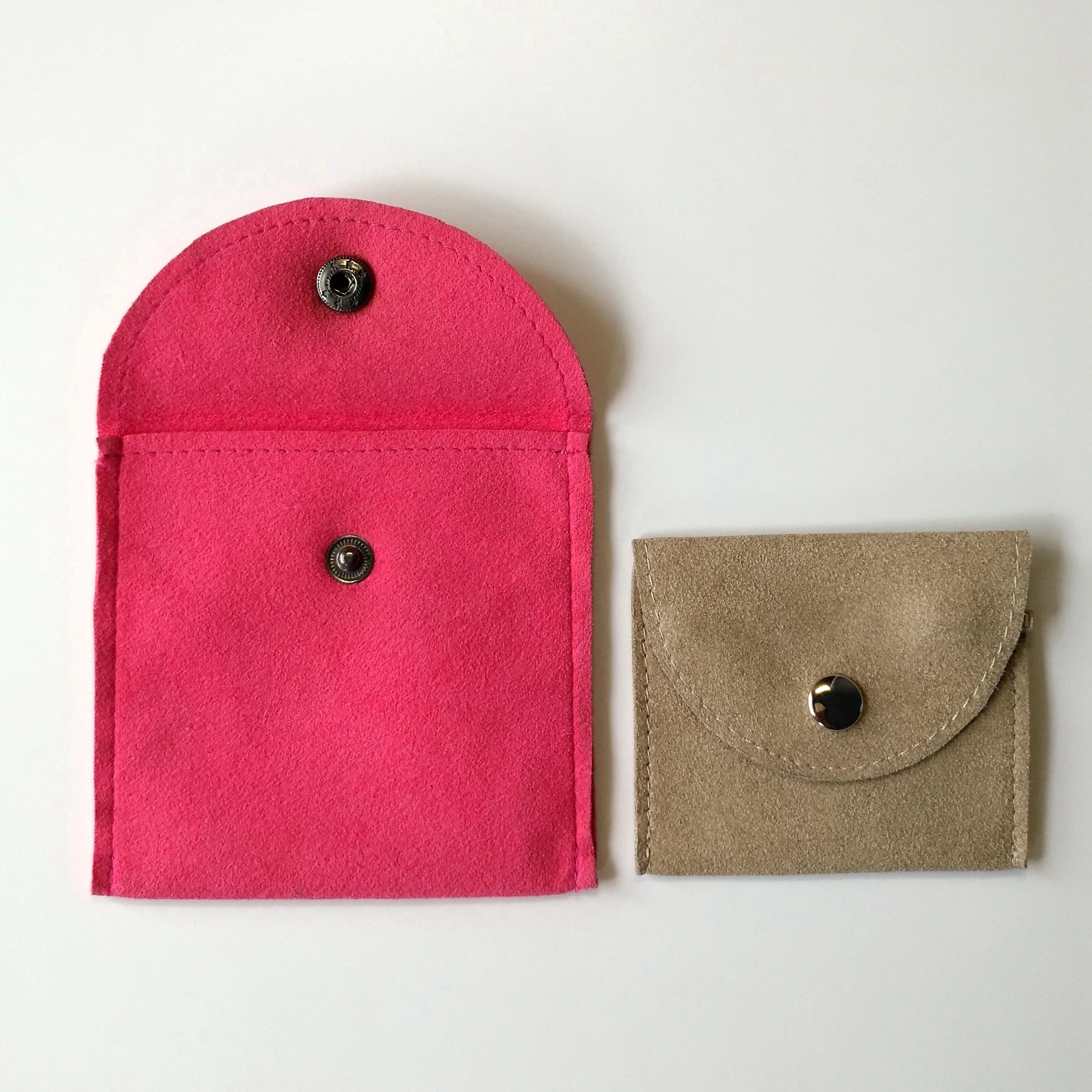 
Snap button jewelry holder envelope suede pouch 