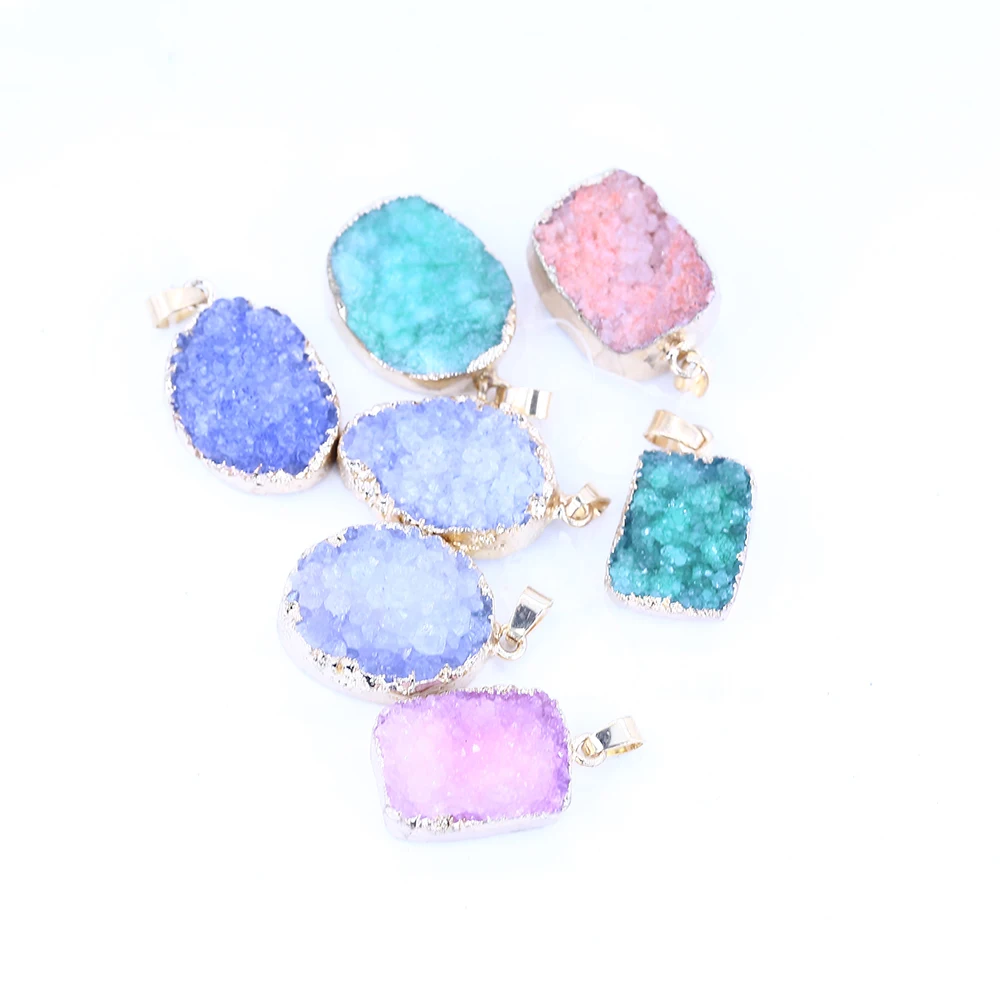 

XULIN Fashion Jewelry Stone Colorful Crystal Agate Druzy Pendant Charm For Necklace Making