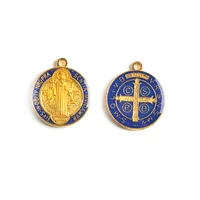 

Wholesale Religious Metal Alloy One Hole Charm Medal Exquisite Pendant With Saint Benedict