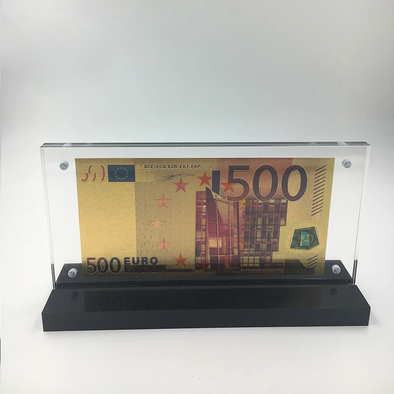 

24K gold plated 500 Euro Banknote with nice acrylic frame stand for wedding gifts