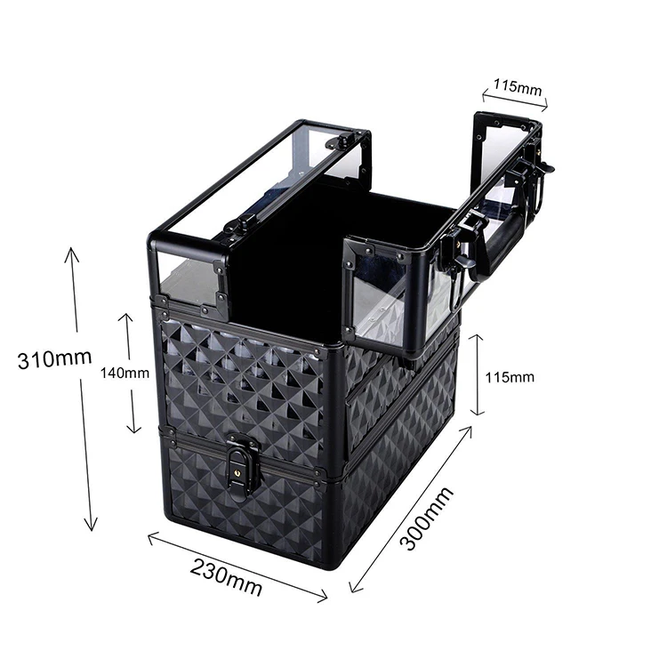 Aluminum Acrylic Makeup Vanity Brush Nail Polish Display Carrying Case