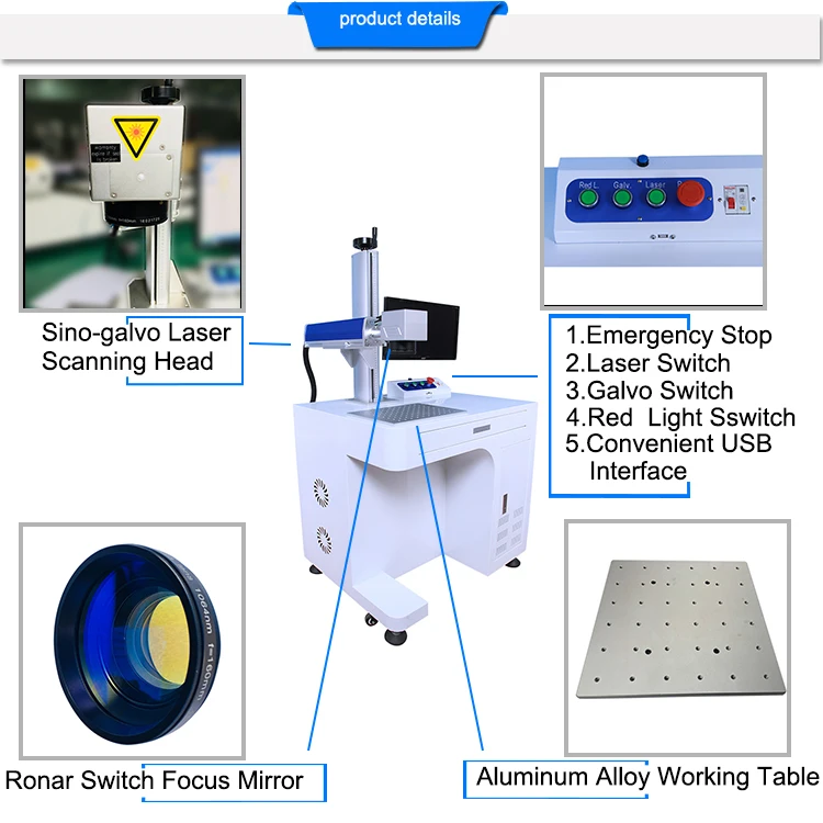High quality fiber equipment white metal laser marking machine with low price