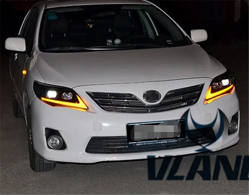 Vland Factory accessory for Car lights for Corolla LED Headlight 2011-2013 with double color for DRL and turn signal