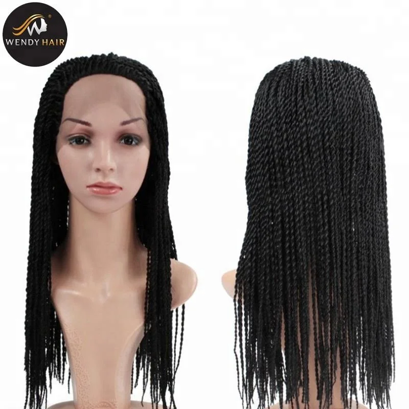 

Wendy Hair Long Heat Resistant Braids Twist Synthetic Hair Front Lace Wig, Natural black