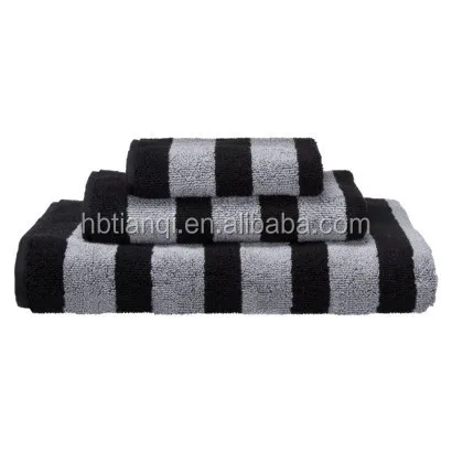 black and white striped beach towel