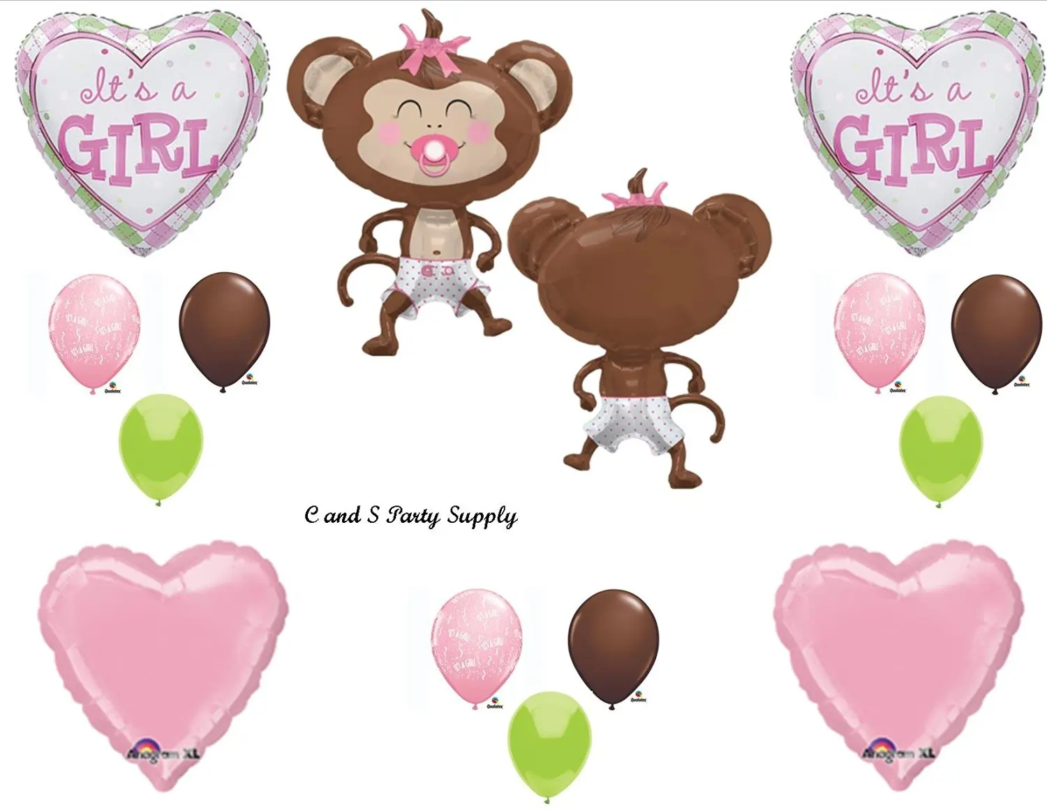 Buy Its A Girl Monkey Wearing Diaper Baby Shower Balloons