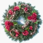 Couronnes artificielles avec fleur de soie rouge