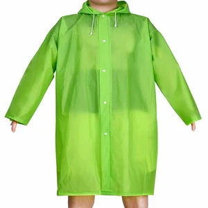 Image of Hooded waterproof reusable EVA promotional raincoat with sleeves