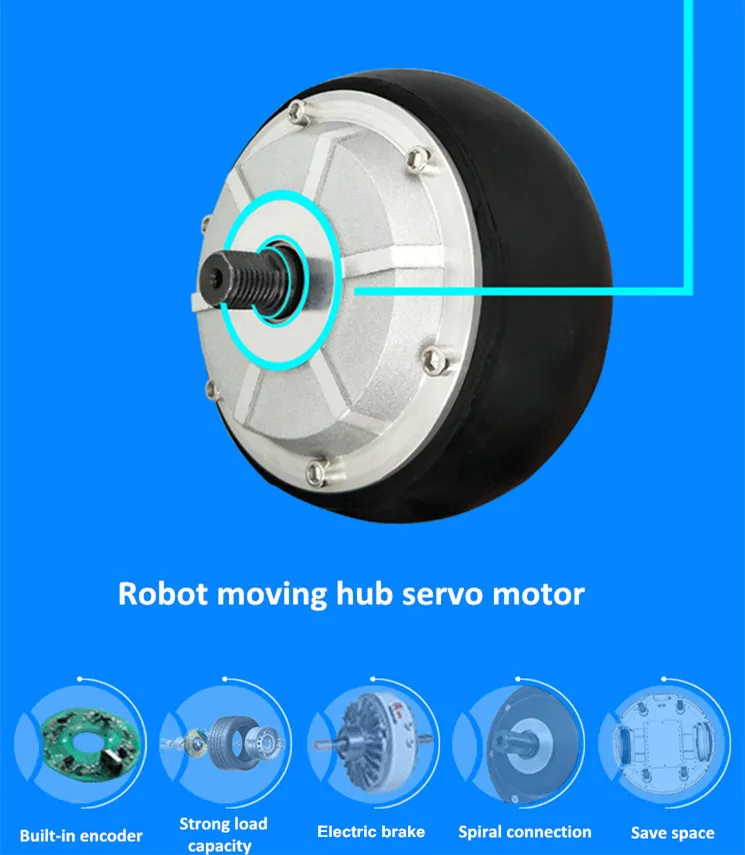 4.5 Inch Double Shaft 24v 200w 5n.m 400rpm Agv Robot Hub Motor Dc
