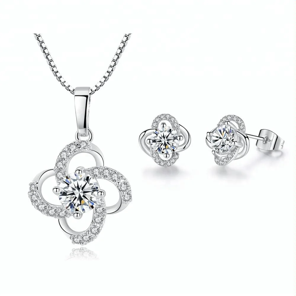 

100% 925 Sterling Silver Jewelry Set Flower Shaped Bali Indonesia Jewelry Silver, White