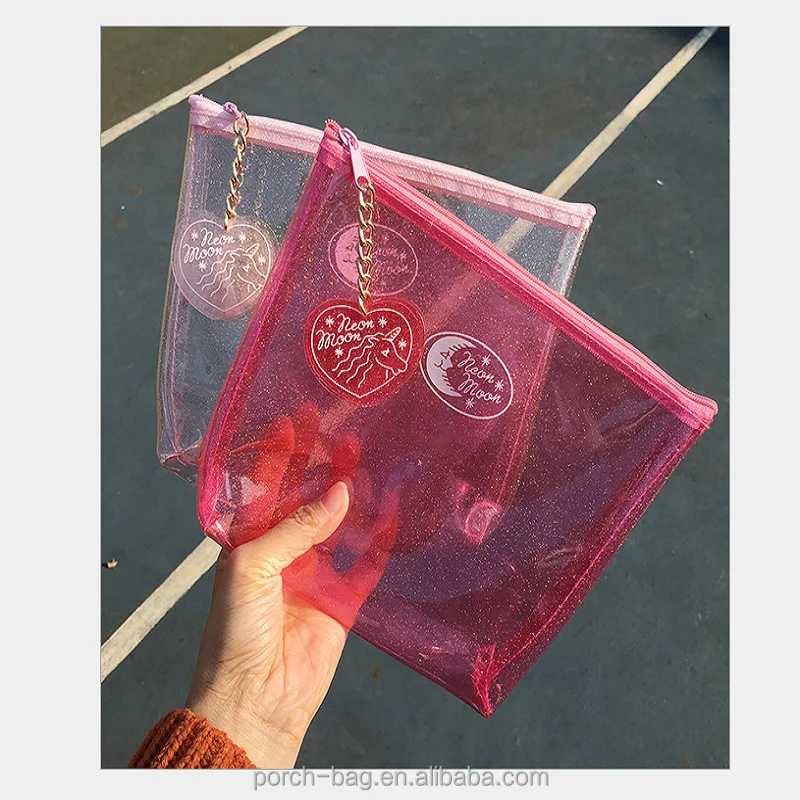 KOOIJNKO Semi-Clear Handbags, Jelly Transparent Clear Beach Shoulder Bag, 2 in 1 Bag