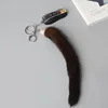 wholesale factory dyed color mink fur keychain handbag charms real mink fur tail