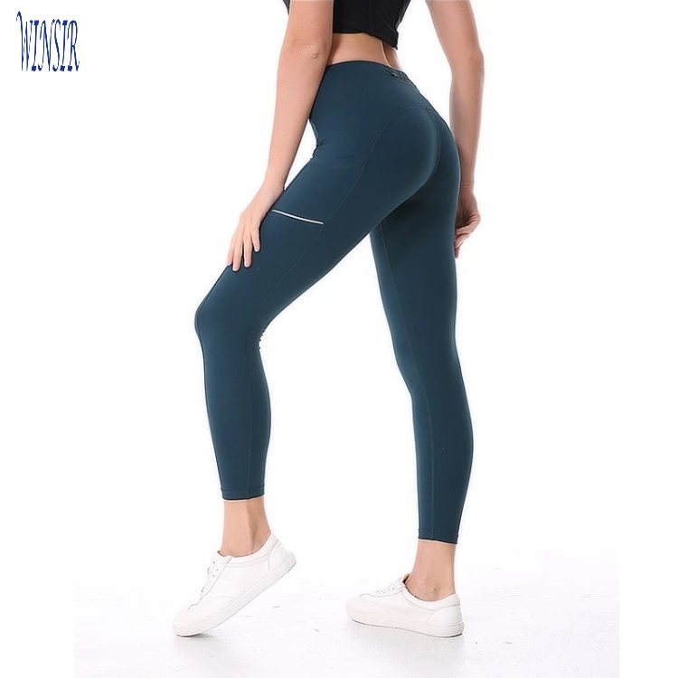 

Wholesales Reflective lady fitness tights sports nylon spandex Lycra women high waist gym Leggings yoga pants with pockets, N/a