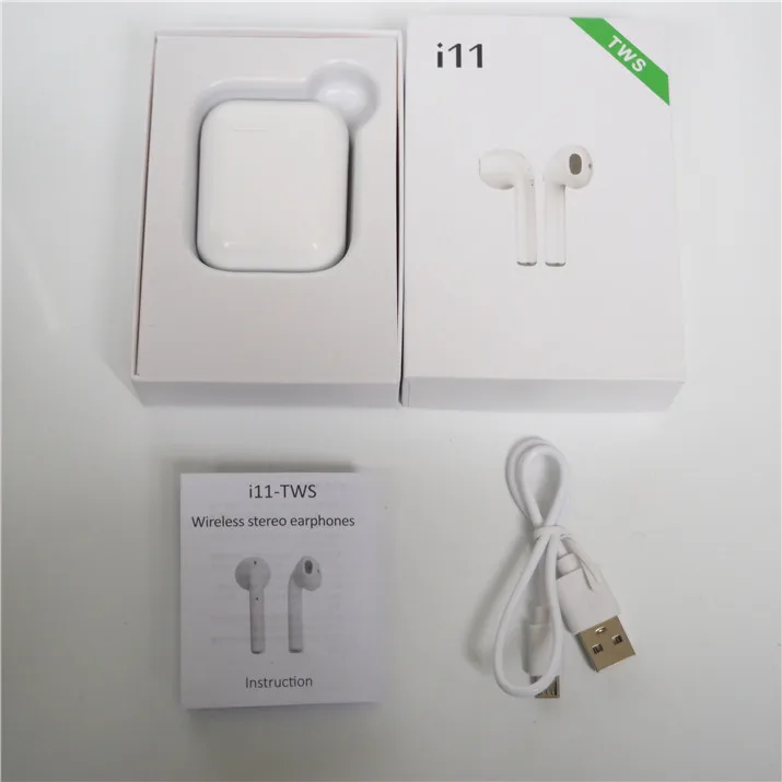 

2019 Binaural Microphone Bluetooth 5.0 Earphones True Wireless Earbuds I11Tws for Iphone and Android, White