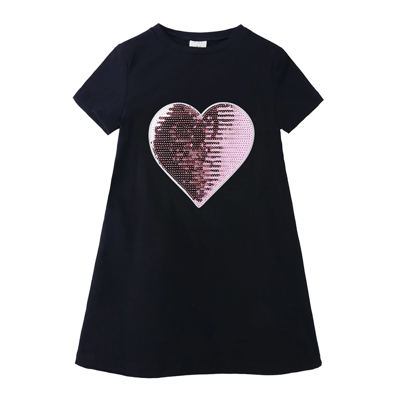 

Fashion sequin decoration dress baby girls summer cotton casual o-neck dresses, As picture