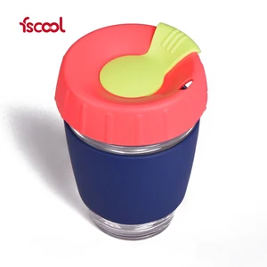 Factory price high quality reusable glass coffee mug with silicone sleeve