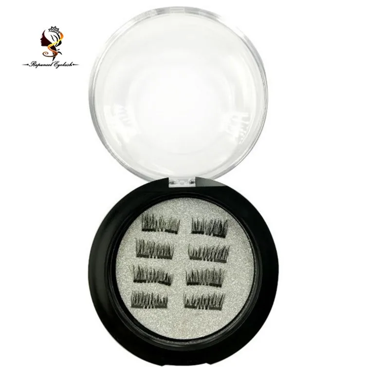 

#020 Double Magnetic Eyelashes with red dots,Silk Lash magnetic half lashes with 2 pieces Magnets(8piece/box), Black