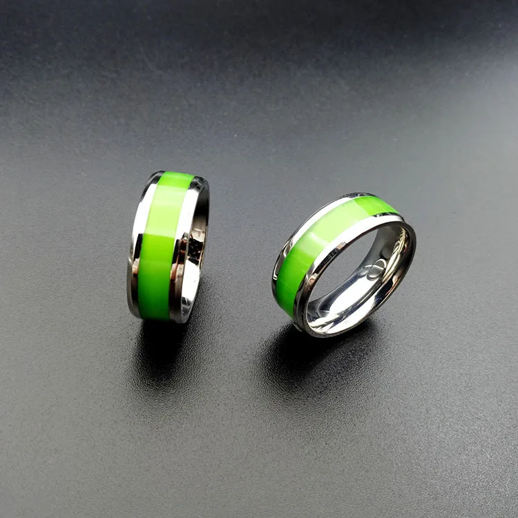 

ZJ116 Stainless Steel Couple Rings For Women, Customized Jewelry Luminous Green Wedding Ring, Multi