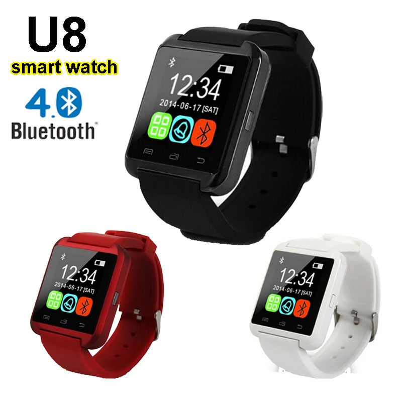 

U8 Bluetooth Smart Watch SMS Compass Pedometer Fitness Tracker Android Smart Watch Band for iPhone 5s 6 6s for Samsung S5 S6 S7, Black;white;red