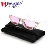 

small cat eye sunglasses women 2018 Pink Clear Lens vintage Transparent Gradient Rhinestone sun glasses Female Shades
