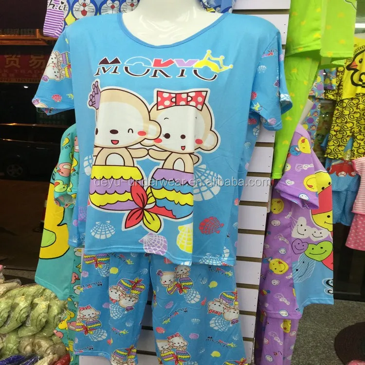 

1.5 USD Wholesale Cartoon Cotton Lovely Pyjamas/Homewear Pajamas Woman/Pyjamas (kckttz031), 10 colours at least
