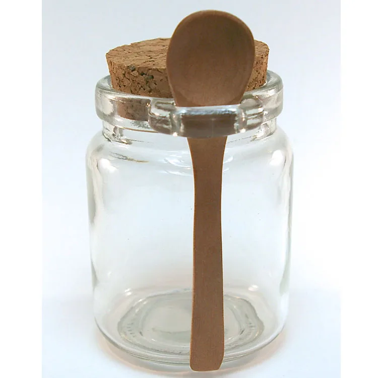 Customized Label 250ml 8oz Round Glass Jar With Wooden Lid And Spoon