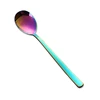 Wholesale 304 stainless steel tableware long handle spoon fork can be customized color tableware set