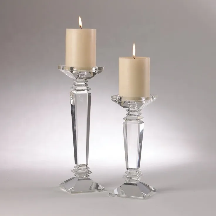 Wholesale Set Pillar Wedding Taper Candle Holder Luxury Crystal Candle