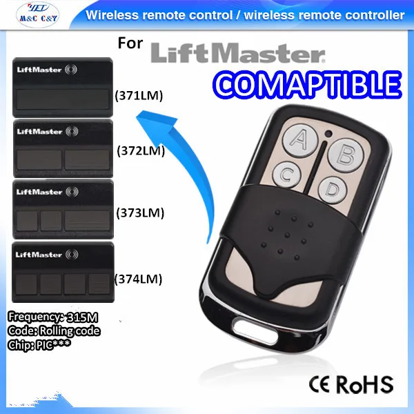 

YET019 Rolling Code Remote Control Compatible Liftmaster, 315Mhz Remote Control, N/a