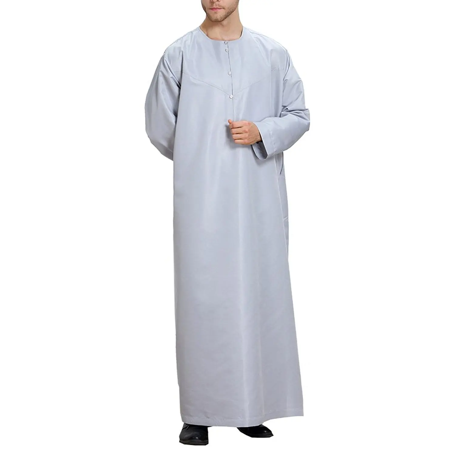 ONTBYB Mens Dubai/ Style Islamic Solid Color Two Piece Button Down Kaftans