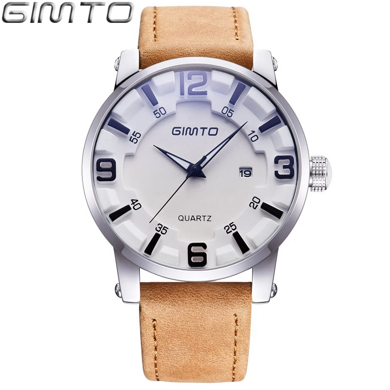 

GIMTO GM237 Men's Fashion&Casual Watch Japan Quartz Movement Leather Band Business Watch Auto Date