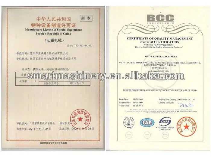 Warehouse cargo lift, auto lift 3000-certificate--5.jpg