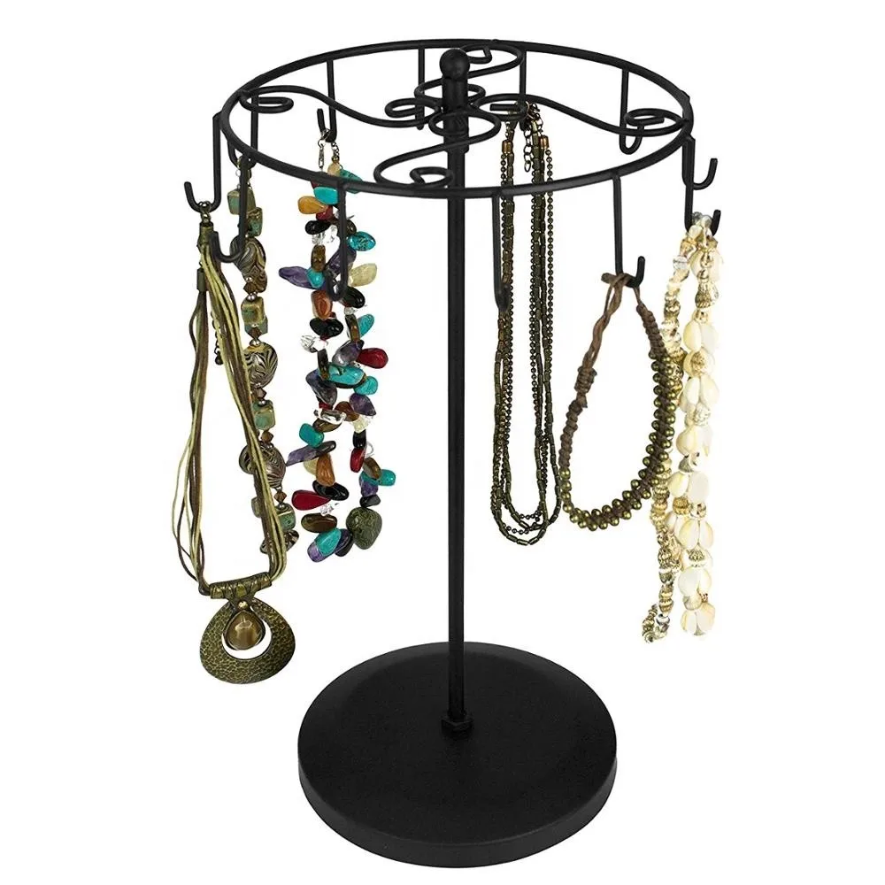 Retail Counter Top Spinner Jewelry Keychain Display Rack With Hooks