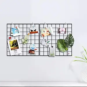 Image of Multifunction Metal Mesh Wire Grid Panel With 8 Clips,Wall Decor/Photo Wall/Art Display & Organizer