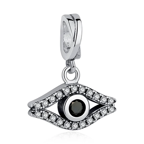 

Specially 925 Sterling Silver Luncky Eye Pendant Charms With Black Radiant CZ Fit Bracelet Jewelry Making Accessories