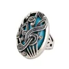 Vintage Red Blue Black Gemstone Rings Clef Musical Note Ring