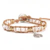 Handmade Woven Crystal Glass Cut Beads Bracelet With Gold Plated Stainless Steel Coin