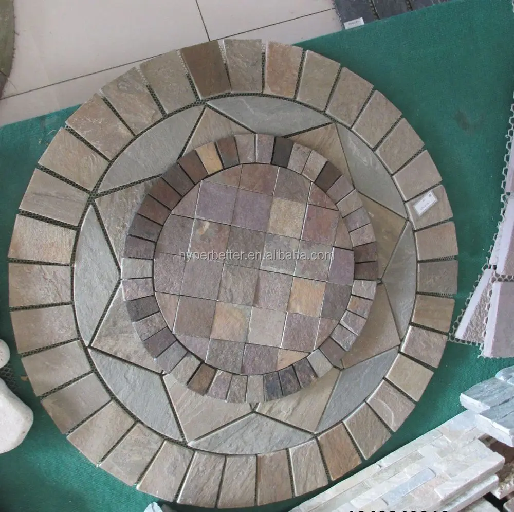 Quality slate stone medallion pattern tiles