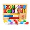 Kids studying toy wooden digital learning box