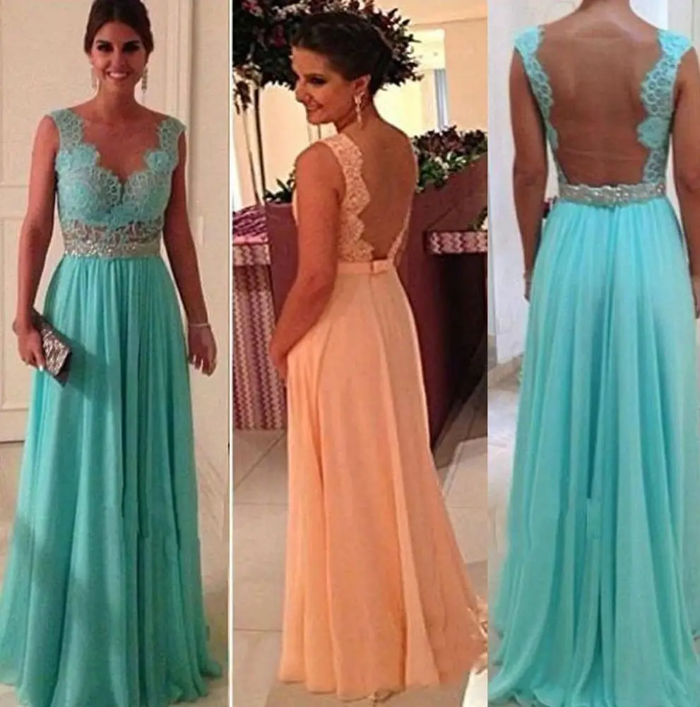 Danau biru yang baru v  neck  lace sey dan elegan backless 