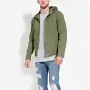 wholesale casual army green fully lined woven mens cotton zipper hooded jacket