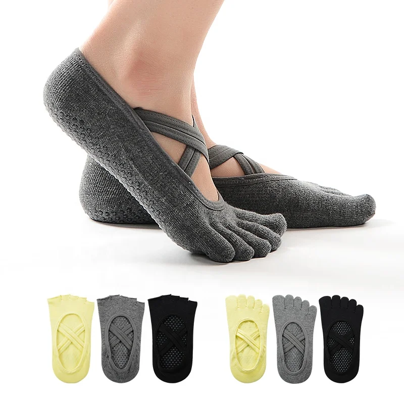 

MEIKAN Cotton Anti Slip Soft Silicone Sole Dance Socks Custom Cross Strap Women Non Slip Grip Wholesale Yoga Grip Pilates Socks
