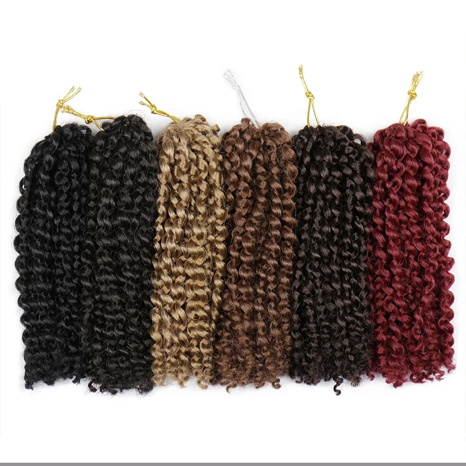 

2019 Popular 3 packs/Bag Marlybob Kinky Curl 8 Inch Afro Kinky Twist Hair New Synthetic Crochet Braiding Hair Extention, Single/tow tones color